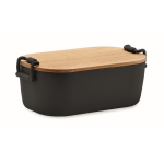 Lunchbox met bamboedeksel en 2 zijsluitingen 700ml kleur zwart