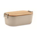 Lunchbox met bamboedeksel en 2 zijsluitingen 700ml kleur beige