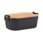Lunchbox met bamboedeksel en 2 zijsluitingen 700ml kleur marineblauw