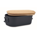 Lunchbox met bamboedeksel en 2 zijsluitingen 700ml kleur marineblauw tweede weergave