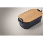 Lunchbox met bamboedeksel en 2 zijsluitingen 700ml kleur marineblauw foto bekijken zesde weergave