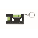 Sleutelhanger met waterpas, liniaal van 7 cm en magnetische basis kleur zwart achtste weergave