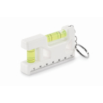 Sleutelhanger met waterpas, liniaal van 7 cm en magnetische basis kleur wit