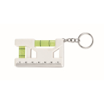Sleutelhanger met waterpas, liniaal van 7 cm en magnetische basis kleur wit achtste weergave