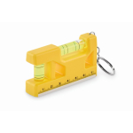 Sleutelhanger met waterpas, liniaal van 7 cm en magnetische basis kleur geel