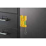 Sleutelhanger met waterpas, liniaal van 7 cm en magnetische basis kleur geel foto bekijken derde weergave