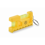 Sleutelhanger met waterpas, liniaal van 7 cm en magnetische basis kleur geel hoofdweergave