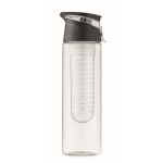 Waterfles met uitneembare infuser in het midden en draaggreep kleur zwart