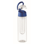 Waterfles met uitneembare infuser in het midden en draaggreep kleur koningsblauw tweede weergave