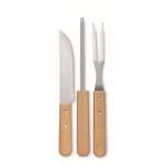 Doos met houten look. Bevat 3-delige barbequeset kleur hout derde weergave