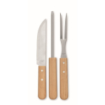 Doos met houten look. Bevat 3-delige barbequeset kleur hout vierde weergave