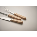 Doos met houten look. Bevat 3-delige barbequeset kleur hout tweede foto weergave
