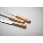 Doos met houten look. Bevat 3-delige barbequeset kleur hout hoofdweergave