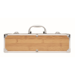 Doos met houten look. Bevat 3-delige barbequeset kleur hout zesde weergave