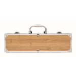 Doos met houten look. Bevat 3-delige barbequeset kleur hout zevende weergave