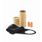 Cilindrische reisetui met slaapmasker en oordopjes kleur beige