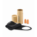 Cilindrische reisetui met slaapmasker en oordopjes kleur beige hoofdweergave
