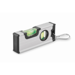 Dubbele waterpas met magnetische basis en draagkarabijnhaak kleur zilver