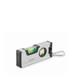 Dubbele waterpas met magnetische basis en draagkarabijnhaak kleur zilver weergave met bedrukking