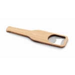 Magnetische bamboe flesopener in de vorm van een bierfles kleur hout tweede weergave