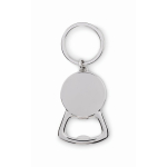 Metalen flesopener-sleutelhanger met bamboe cirkeldetail kleur hout derde weergave