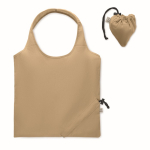 Compacte en opvouwbare boodschappentas van gerecycled katoen 140 g/m² kleur khaki