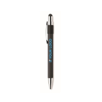 Antistressbalpen met spinner aan de bovenkant, blauwe inkt kleur zwart weergave met bedrukking