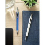 Antistressbalpen met spinner aan de bovenkant, blauwe inkt kleur wit sfeervolle weergave