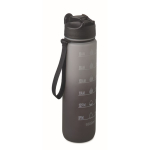 RPET-fles met tuit en waterconsumptie-indicator 1L kleur zwart