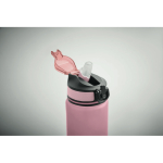 RPET-fles met tuit en waterconsumptie-indicator 1L kleur roze