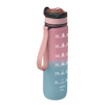 RPET-fles met tuit en waterconsumptie-indicator 1L kleur roze
