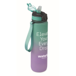 RPET-fles met tuit en waterconsumptie-indicator 1L kleur turkoois hoofdweergave tweede weergave
