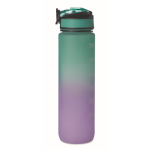 RPET-fles met tuit en waterconsumptie-indicator 1L kleur turkoois achtste weergave