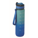RPET-fles met tuit en waterconsumptie-indicator 1L kleur koningsblauw