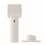 Draagbare ventilator met standaard voor bureau en telefoonhouder kleur wit tiende weergave