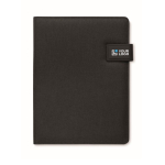 Leren portfolio met powerbank en draadloze oplader A4 kleur zwart weergave met bedrukking