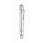 Aluminium multitool in de vorm van een balpen met zaklamp kleur zilver vierde weergave