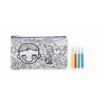 Pennen etui met figuren om in te kleuren met stiften kleur koningsblauw