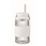 Borosilicaat glas met bijpassend rietje en siliconen band 550ml kleur wit tweede weergave