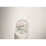 Borosilicaat glas met bijpassend rietje en siliconen band 550ml kleur wit foto bekijken vijfde weergave