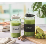 Borosilicaat glas met bijpassend rietje en siliconen band 550ml kleur wit sfeervolle hoofdweergave