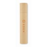 Cilindrisch papieren etui met complete schrijvenset kleur beige hoofdweergave tweede weergave