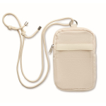 Schoudertas van gerecycled katoen met verstelbaar koord kleur beige