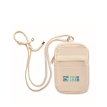 Schoudertas van gerecycled katoen met verstelbaar koord kleur beige weergave met bedrukking