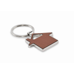 Metalen huissleutelhanger met kunstleren inleg kleur bruin tweede weergave