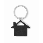 Metalen huissleutelhanger met kunstleren inleg kleur zwart
