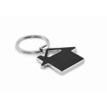 Metalen huissleutelhanger met kunstleren inleg kleur zwart tweede weergave