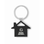 Metalen huissleutelhanger met kunstleren inleg kleur zwart tweede weergave
