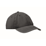 Baseballpet in gewassen katoenstijl met klittenbandsluiting 265 g/m² kleur zwart