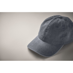Baseballpet in gewassen katoenstijl met klittenbandsluiting 265 g/m² kleur blauw foto bekijken tweede weergave